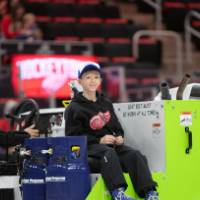 A child riding the zamboni at the Detroit Red Wings GVSU Night